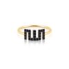 Gold Allah Ring with Full Black Diamond stonework, spelling Allah in black accents on a smooth band from Yataghan Jewellery.