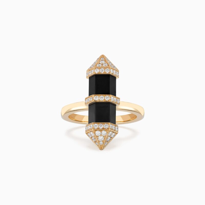 Black Onyx Chakra Medium Ring [Vertical]