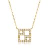 Gold horoscope necklace for Cancer with a square geometric pendant set in cubic zirconia, finished with a linked chain from Yataghan Jewellery
