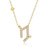 A gold Horoscope Necklace for Capricorn with a citrine square pendant set with bright round stones and a fine chain.