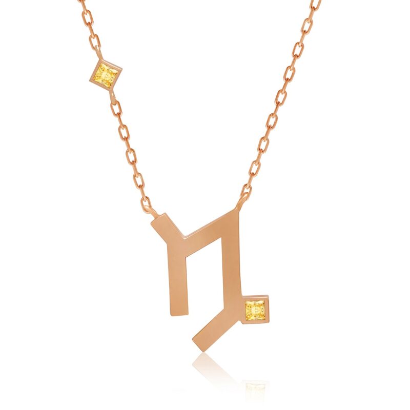 Horoscope Necklace (Capricorn) by Yataghan Jewellery with rose gold chain and citrine crystal accents in a bold Capricorn pendant design.