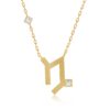 Capricorn horoscope necklace in gold-tone with square stone accents and a linked chain, crafted by Yataghan Jewellery.