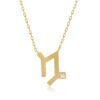 Gold horoscope necklace pendant for Capricorn with a faceted square stone, hanging on a linked chain in a clean white studio background.