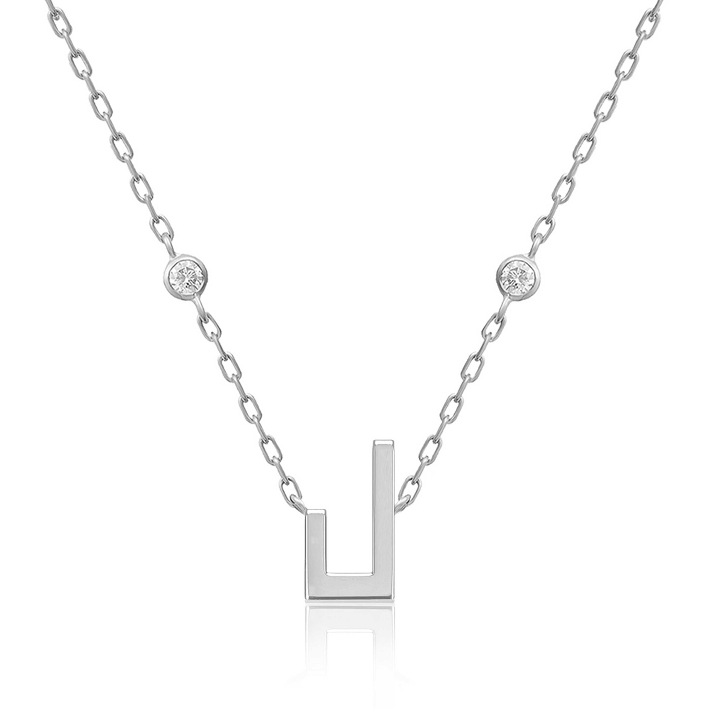 Harfi Laam Necklace with a silver-toned linked chain, two round decorative accents, and a geometric pendant on white
