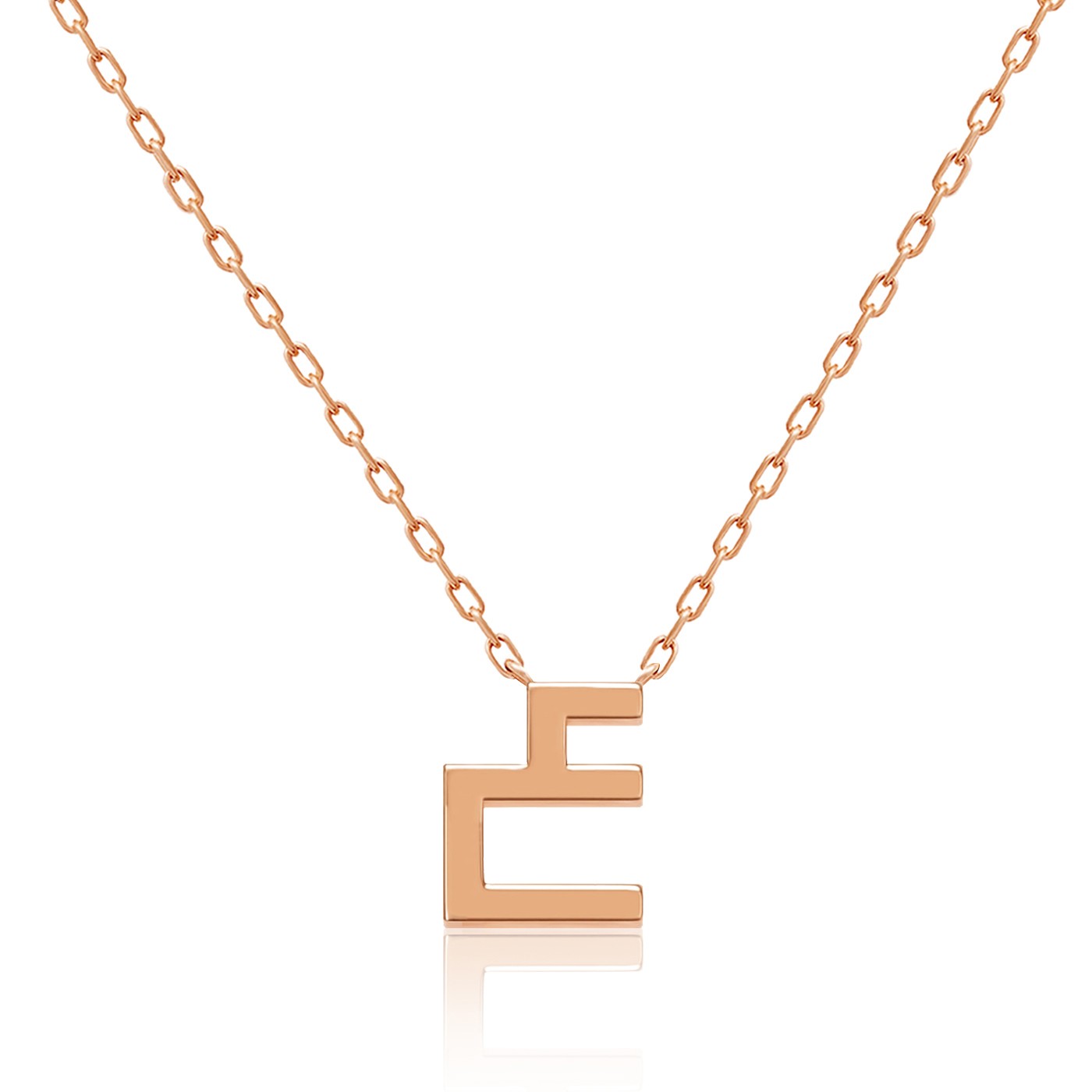 A gold-toned Harfi Ain Necklace by Yataghan Jewellery with a rectangular pendant and chain-link links, creating an elegant geometric look.