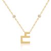 Elegant Harfi Ain Necklace by Yataghan Jewellery in gold with a bold letter pendant and round stone accents on a fine chain