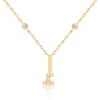 Gold Harfi E (Hamza) necklace with a delicate chain and sparkling stones, from Yataghan Jewellery.