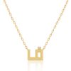 Gold chain necklace with the Harfi Fa pendant, a square-cut diamond detail and polished letter design for an elegant Yataghan Jewellery look