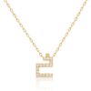 Harfi Kha Necklace by Yataghan Jewellery in gold tones with geometric pendant and sparkling stone accents on a chain link design.