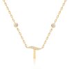 Elegant Harfi Aleph (Madda) Necklace by Yataghan Jewellery with gold chain and diamond-like stones in a refined arc pendant design