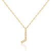 A gold Harfi Ra Necklace with a delicate chain and geometric pendant set with sparkling stones, by Yataghan Jewellery.