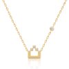 Gold Harfi Tha Necklace with geometric square pendant and zircon accents, crafted with a refined modern elegance design.