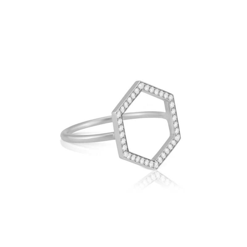 Alternative view of Hexagon Diamond Flat Ring