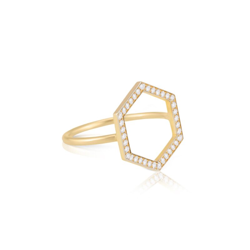Hexagon Diamond Flat Ring