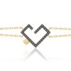 Hubb Full Black Diamond Bracelet by Yataghan Jewellery with a gold chain and black diamond-cut pavé in a bold V shape.