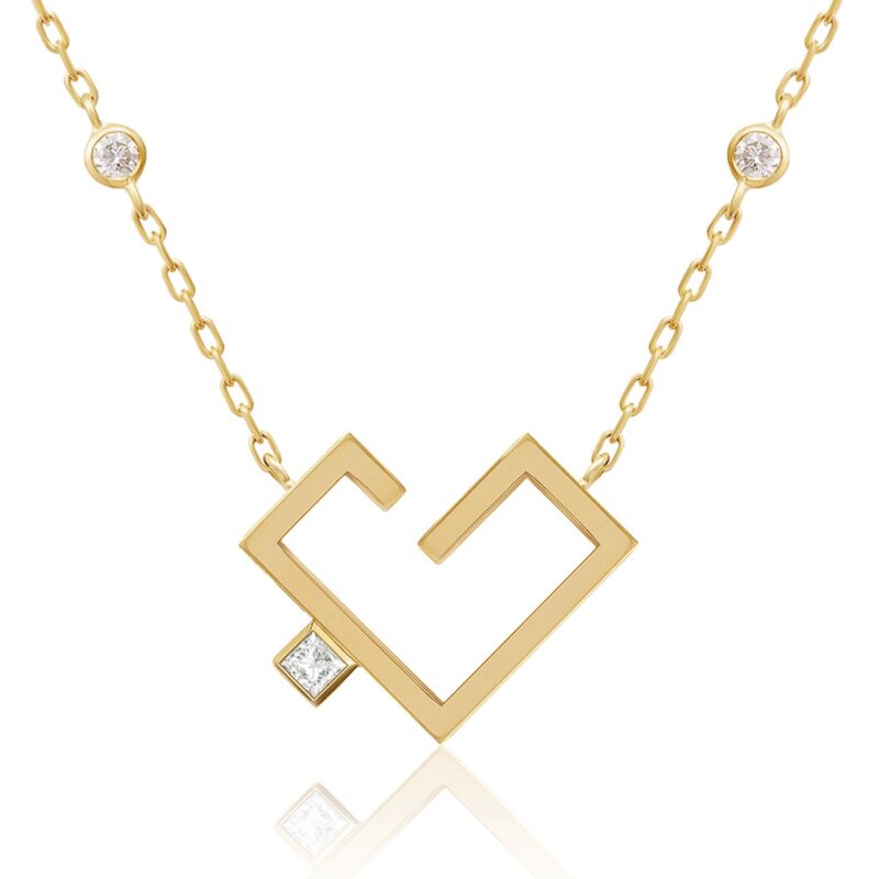 Hubb Solid Gold Necklace [2 Solitaire]