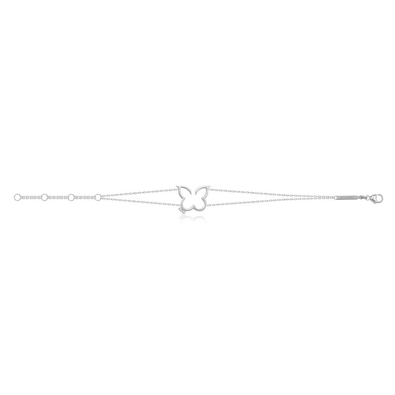 Silver Hurriyah Bracelet with white chain links and a central “3” pendant set with small stones, finished with a YATAGHAN clasp.