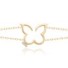 Hurriyah Bracelet by Yataghan Jewellery with a gold chain and engraved letter charm, finished with diamond-like stones on white background