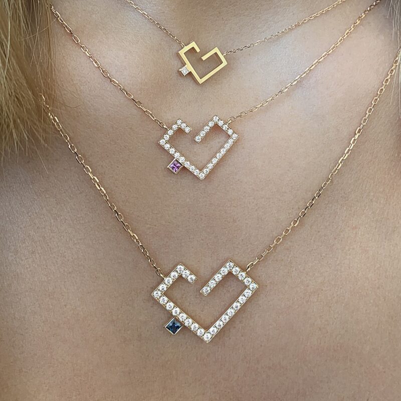 Alternative view of Hubb Full Diamond Necklace [Coloured Dot]