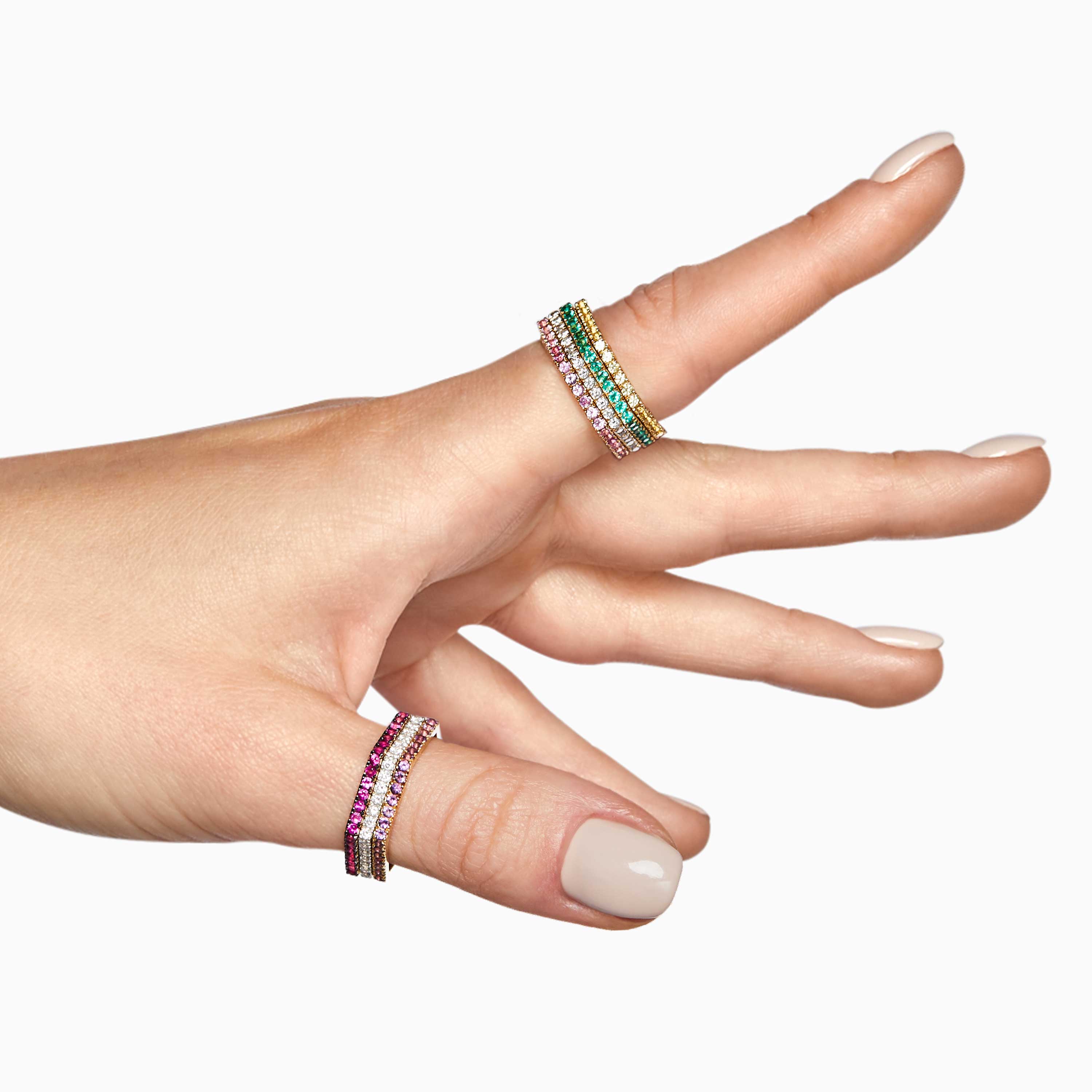 Hexagon Single Row Diamond Ring - الصورة 2