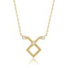 Gold Horoscope Necklace (Taurus) with geometric pendant and white stones on a fine chain from Yataghan Jewellery.