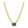 Vintage Necklace by Yataghan Jewellery with a thick yellow gold chain and emerald-green stone centerpiece for a timeless elegant look.