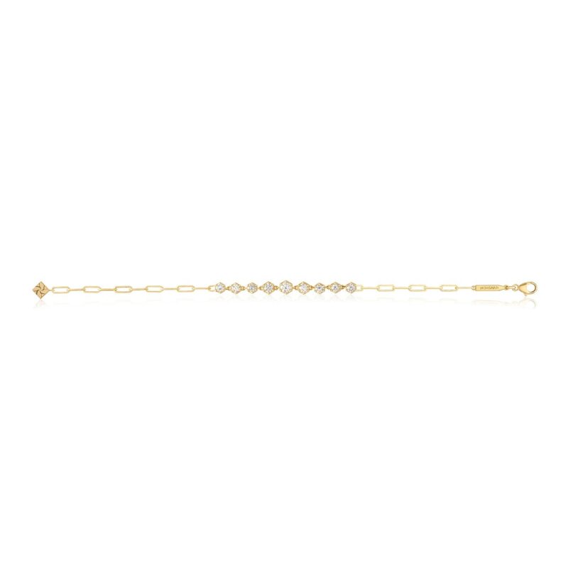 سوار Vintage Hexagon Bracelet من Yataghan Jewellery بتصميم ذهبي بسلسلة سداسية وأحجار لامعة صغيرة على طول المعصم