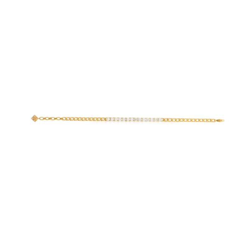 سوار Vintage Tennis Bracelet بسلسلة ذهبية وحجر شفاف على طول السوار، يعطي لمعاناً متوازناً مع كل حلقة