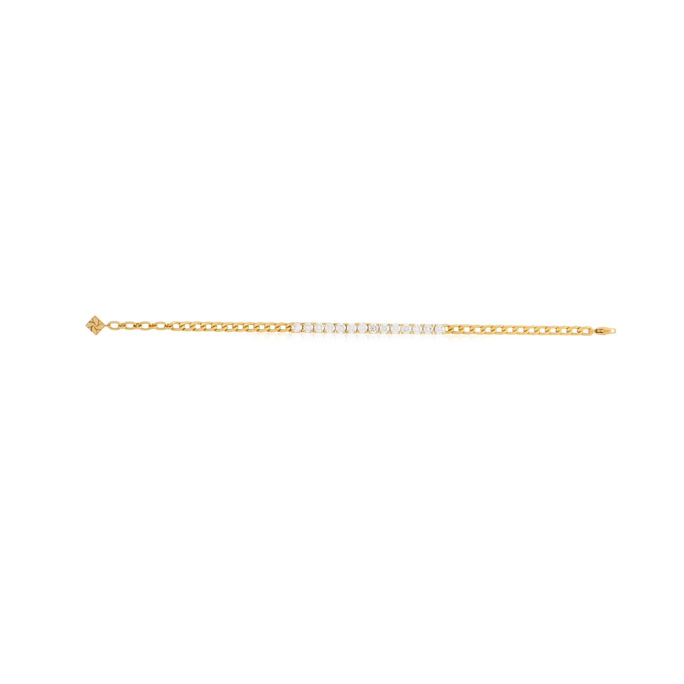 سوار Vintage Tennis Bracelet بسلسلة ذهبية وحجر شفاف على طول السوار، يعطي لمعاناً متوازناً مع كل حلقة