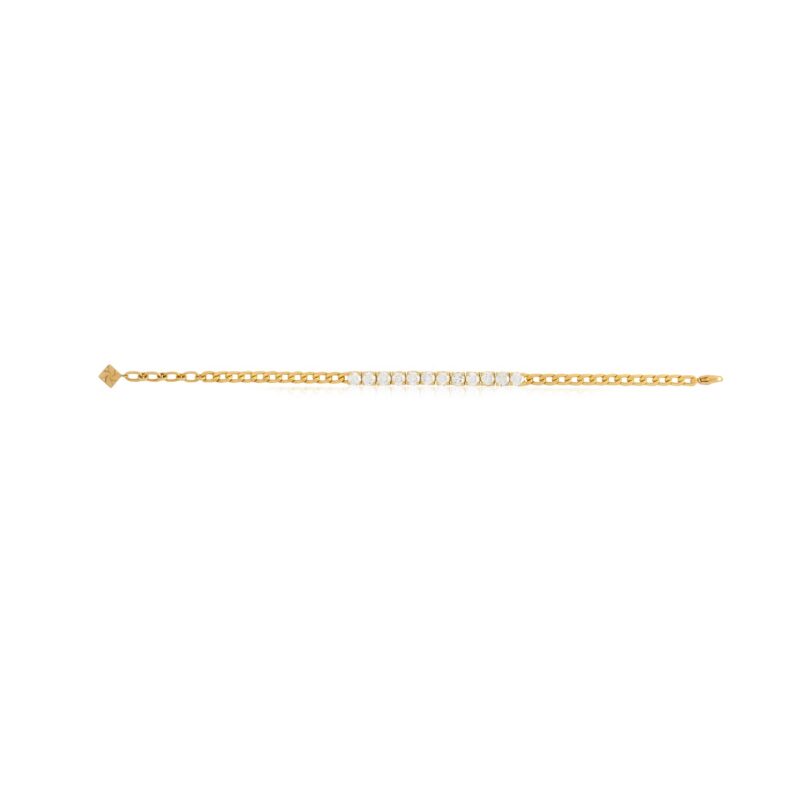 Vintage Tennis Bracelet by Yataghan Jewellery in gold-tone with sparkling stones and a fine chain link design for timeless shine