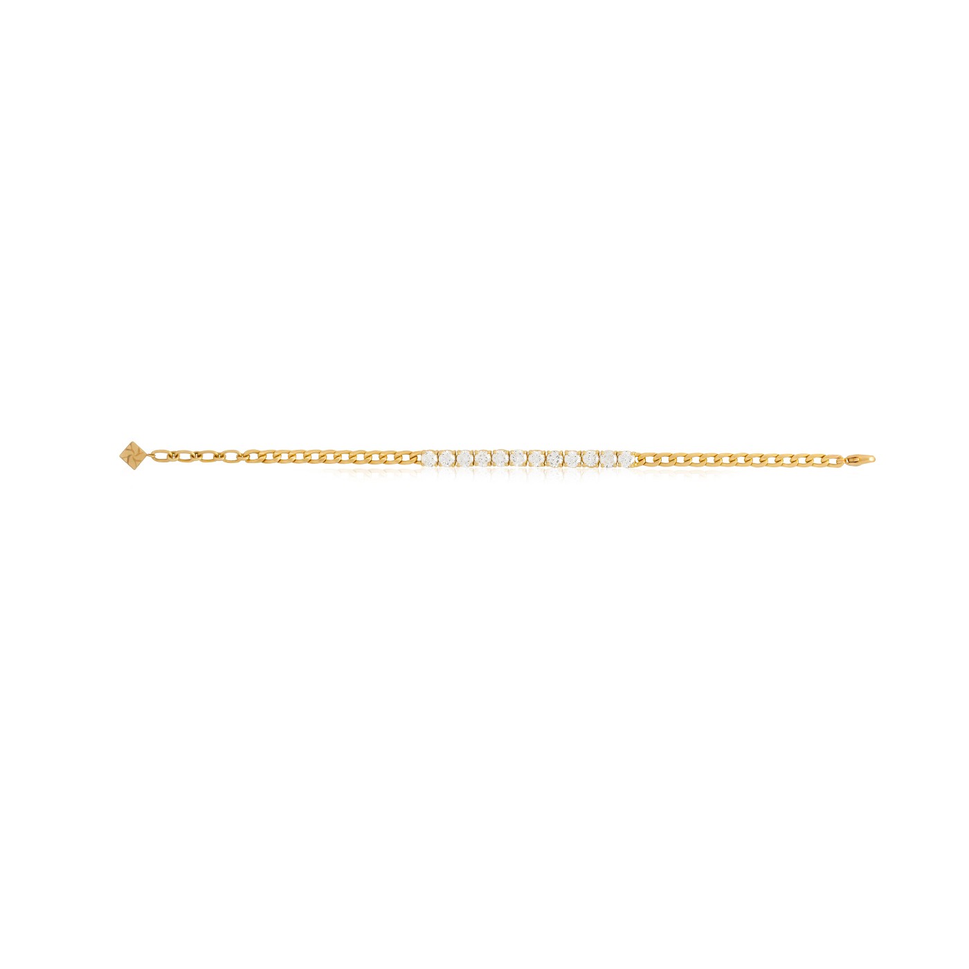 Vintage Tennis Bracelet by Yataghan Jewellery in gold-tone with sparkling stones and a fine chain link design for timeless shine