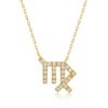 Gold chain and Virgo horoscope pendant with a diamond-like stone set design, creating a sparkling finish for Yataghan Jewellery.