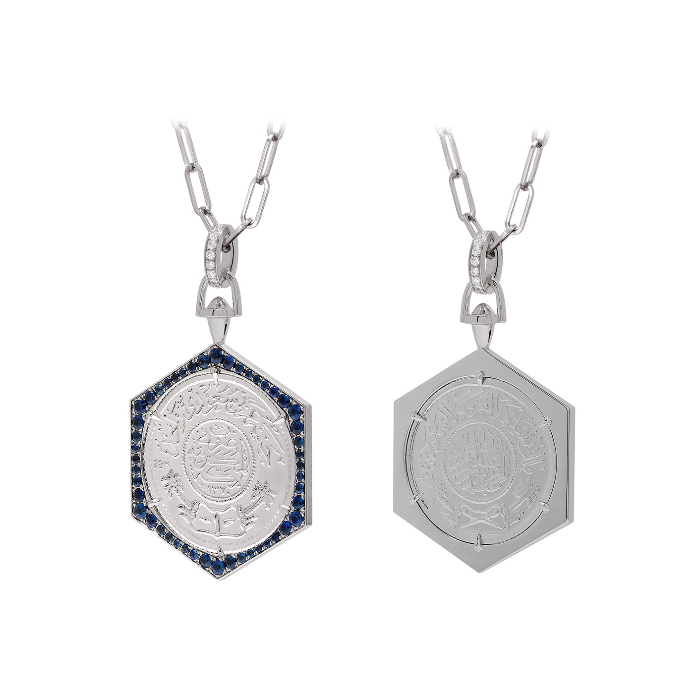 Ginea Necklace in Blue Sapphire Frame (Bail & Clasp in Diamonds) - الصورة 2