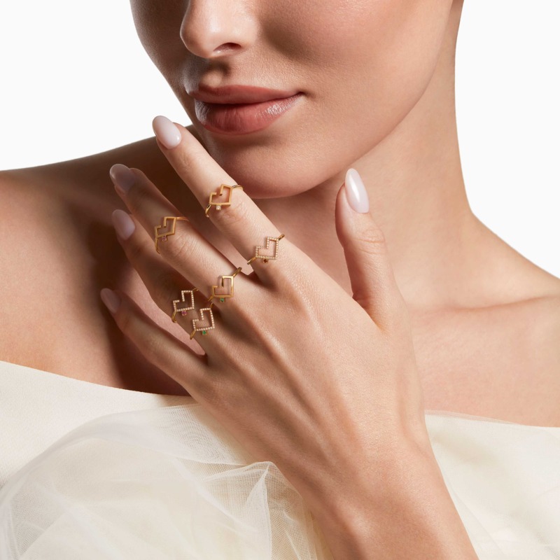 Alternative view of Hubb Full Diamond Ring [Gold Dot]