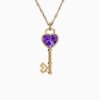 Key of Love Amethyst Solitaire Necklace