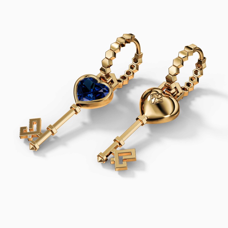 منظر بديل لـ Key of Love Kyanite Solitaire with Gold Hoop Earring