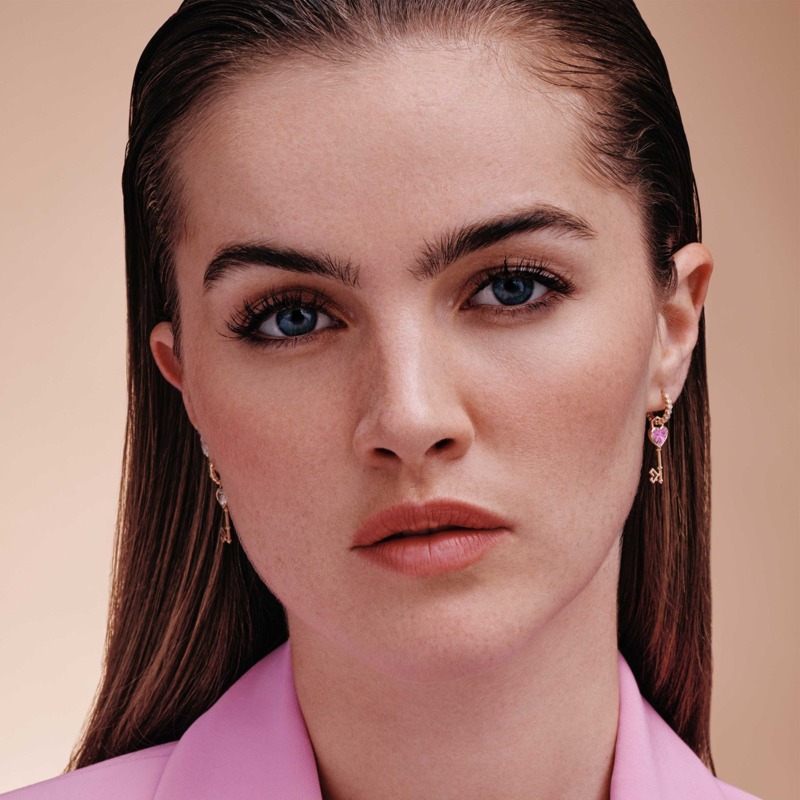 منظر بديل لـ Key of Love Pink Sapphire Solitaire with Diamond Hoop Earring [Limited Edition]