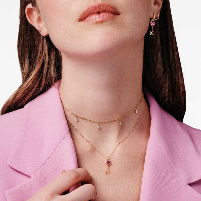 Alternative view of Key of Love Pink Sapphire Solitaire Necklace [Limited Edition]
