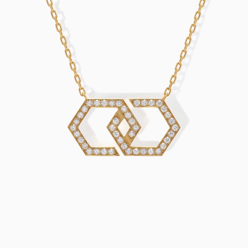 Gold Infinity Large Necklace [Full Pave] by Yataghan Jewellery with pavé round stones and a bright infinity shape pendant.