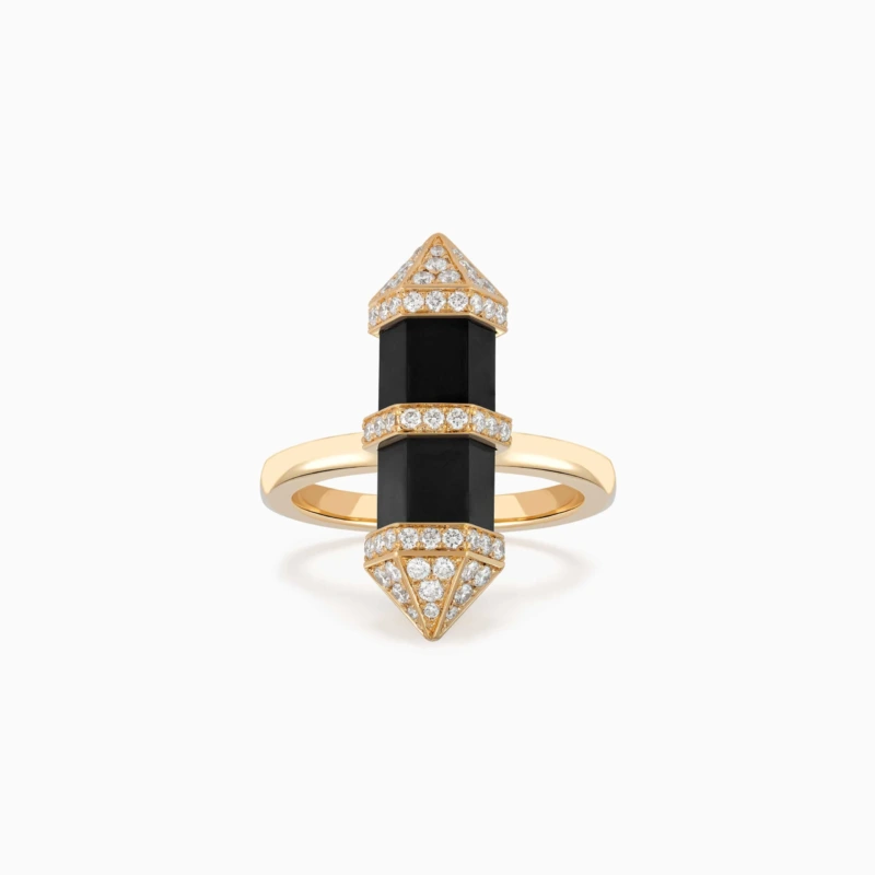 Black Onyx Chakra Medium Ring [Vertical]
