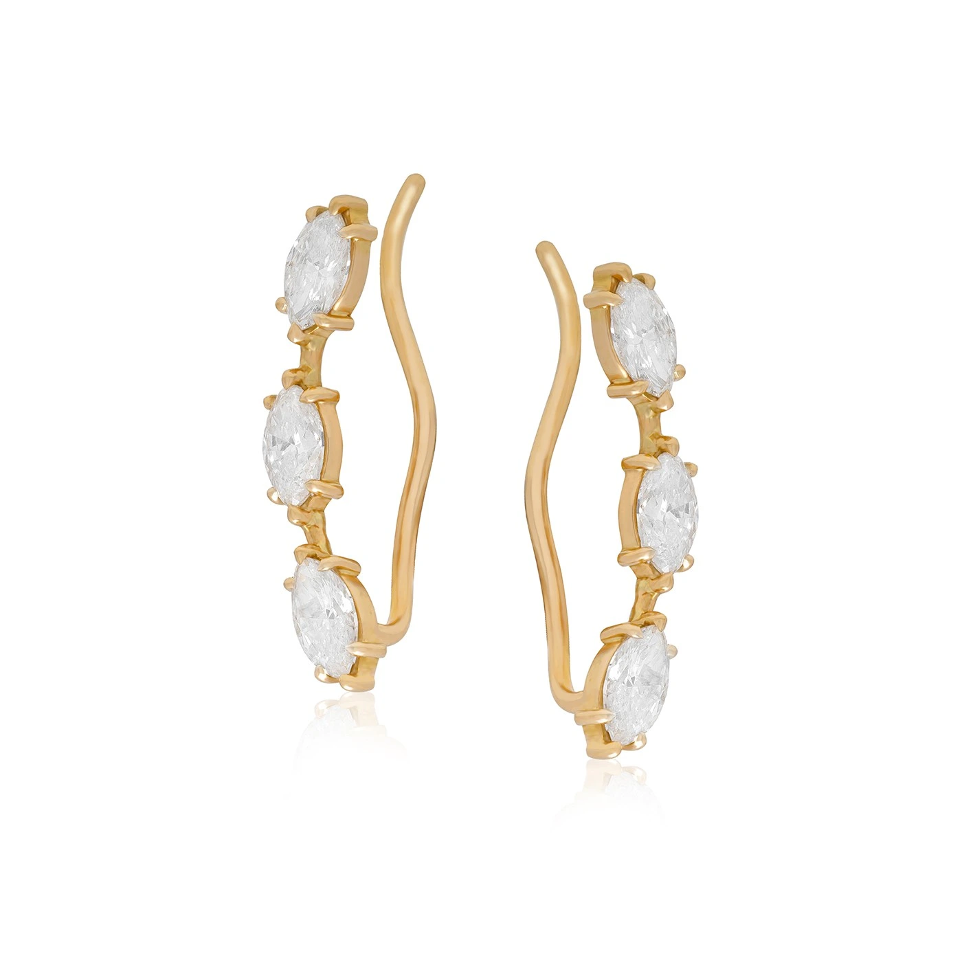 Triple Marquise Solitaire Ear Climber