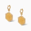 Gold Ginea Earring [Full Coin] with diamond-studded detailing and a coin-like Arabic inscription medallion in warm yellow tones.