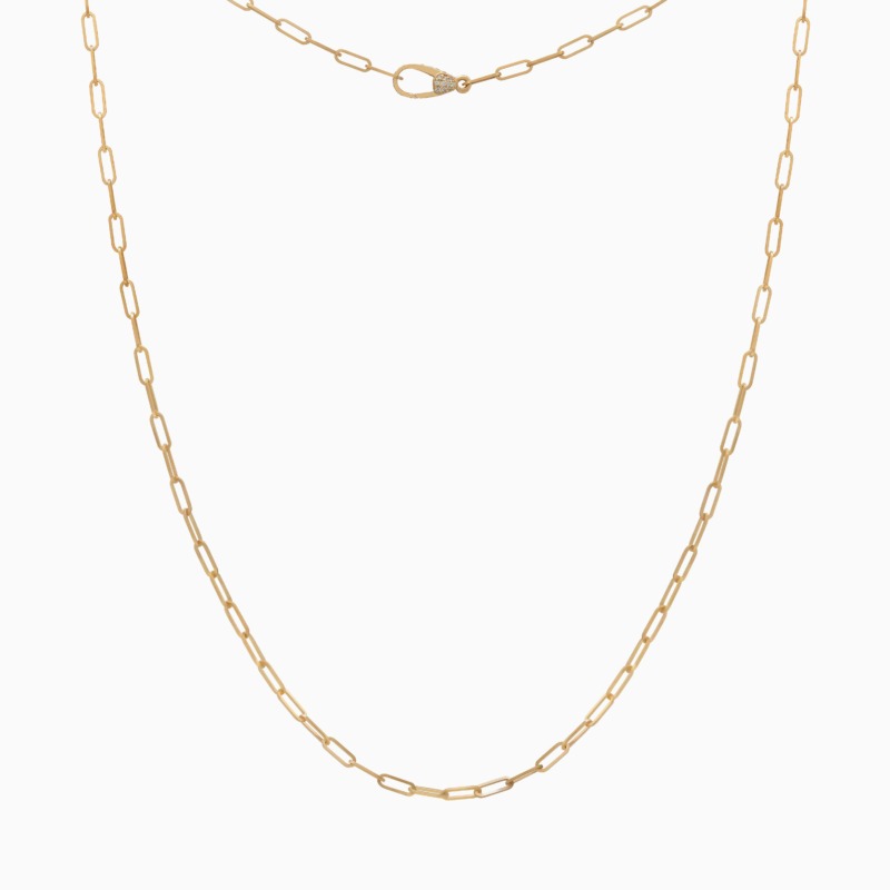 Ginea Necklace in Emeralds with a bail & clasp set in diamonds, finished in gold chain links with an emerald centerpiece.