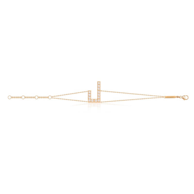Delicate gold-tone Harfi Laam Bracelet with linked circles, fine chains, and a central geometric bar detail