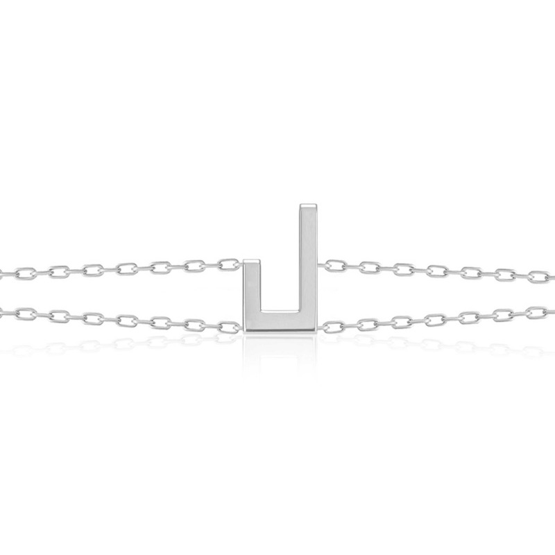 Silver Harfi Laam Bracelet with a geometric central pendant and fine linked chains on a clean white background.