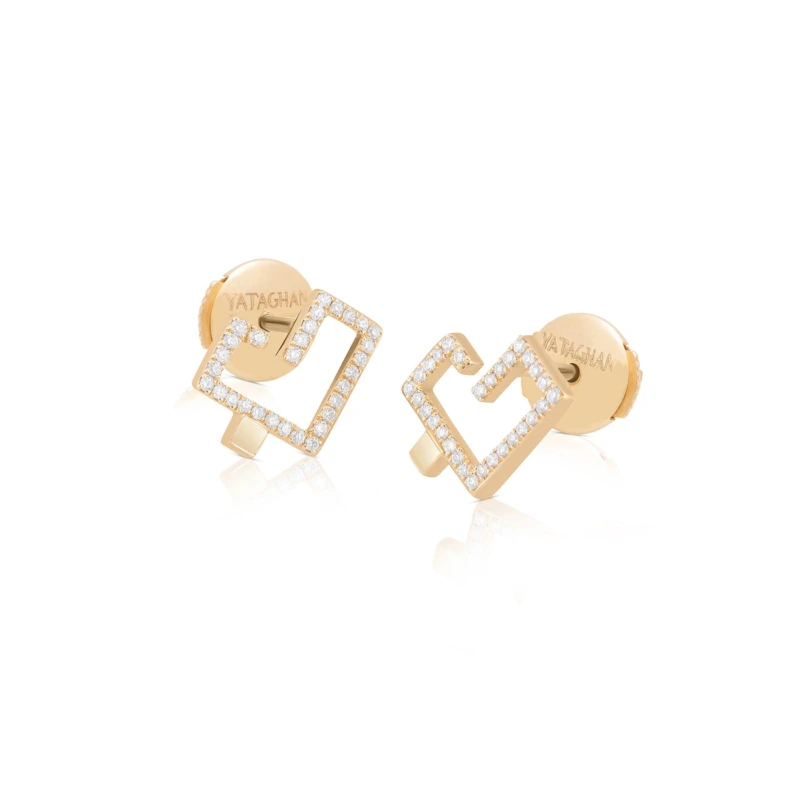 Hubb Full Diamond Earring [Gold Dot]