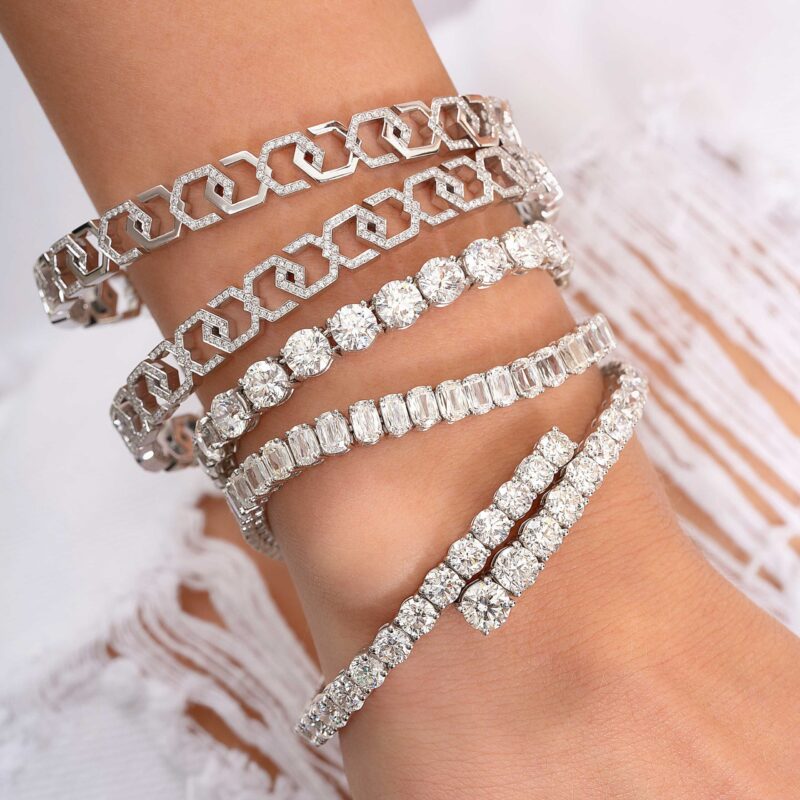 Alternative view of Infinity Bangle [Half Pave / Solid Gold Back]