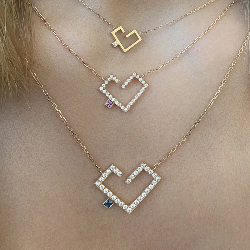 Alternative view of Hubb Full Diamond Necklace [Coloured Dot]