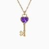 Key of Love Amethyst Solitaire Necklace