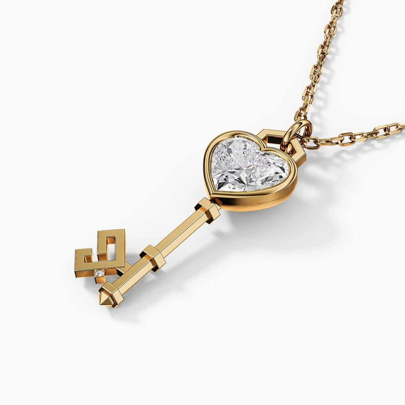 Alternative view of Key of Love Diamond Solitaire Necklace